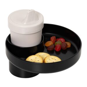 my travel tray/round - usa made. easily convert your current cup holder to a tray and cup holder for use with car seats, booster,stroller and anywhere you have a cup holder! (dark black)