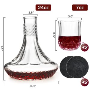 Wine Decanter Set with 2 Wine Glasses, GoldArea Decanter Set, Glass Wine Carafe with Stemless Wine Glass, Wine Accessories, Anniversary, Christmas, Birthday, Father's Day Gift