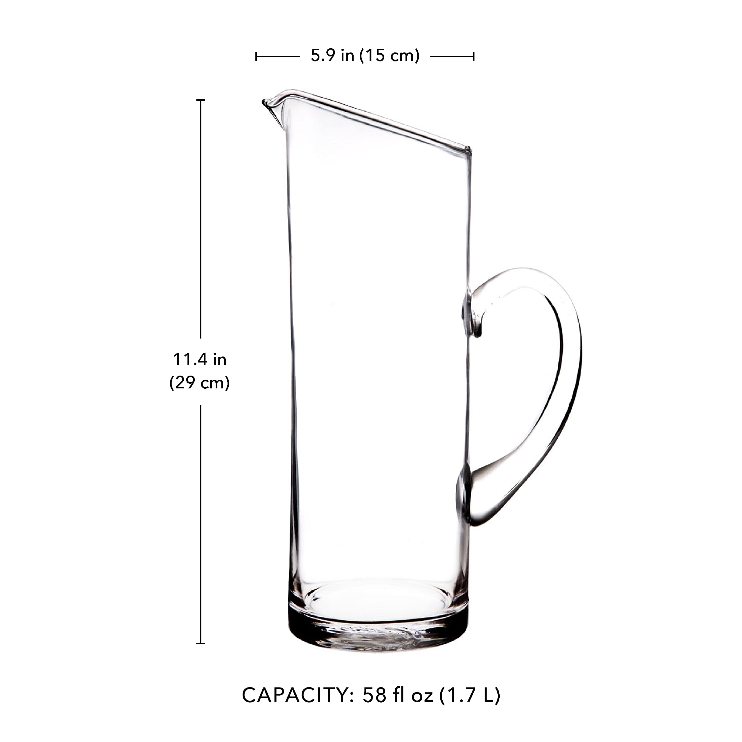 Glass Water Pitcher with Spout – Elegant Serving Carafe for Water, Juice, Sangria, Lemonade, and Cocktails – Crystal-Clear Glass Beverage Pitcher.