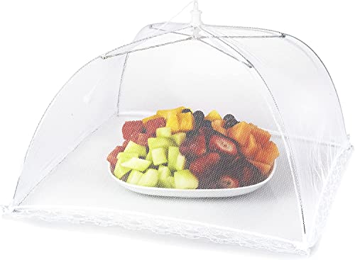 Mesh Outdoor Food Cover Tents (6 pack): Collapsible Umbrella Tents for Picnics, BBQ, Camping & Outdoor Cooking; Pop Up Screen Net & Plate Protector; Shields Food Plates & Glasses From Flies, Bugs