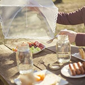 Mesh Outdoor Food Cover Tents (6 pack): Collapsible Umbrella Tents for Picnics, BBQ, Camping & Outdoor Cooking; Pop Up Screen Net & Plate Protector; Shields Food Plates & Glasses From Flies, Bugs