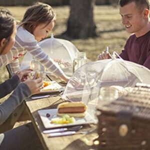 Mesh Outdoor Food Cover Tents (6 pack): Collapsible Umbrella Tents for Picnics, BBQ, Camping & Outdoor Cooking; Pop Up Screen Net & Plate Protector; Shields Food Plates & Glasses From Flies, Bugs