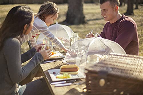 Mesh Outdoor Food Cover Tents (6 pack): Collapsible Umbrella Tents for Picnics, BBQ, Camping & Outdoor Cooking; Pop Up Screen Net & Plate Protector; Shields Food Plates & Glasses From Flies, Bugs