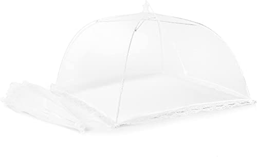 Mesh Outdoor Food Cover Tents (6 pack): Collapsible Umbrella Tents for Picnics, BBQ, Camping & Outdoor Cooking; Pop Up Screen Net & Plate Protector; Shields Food Plates & Glasses From Flies, Bugs