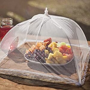 Mesh Outdoor Food Cover Tents (6 pack): Collapsible Umbrella Tents for Picnics, BBQ, Camping & Outdoor Cooking; Pop Up Screen Net & Plate Protector; Shields Food Plates & Glasses From Flies, Bugs