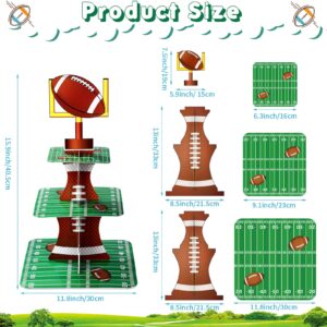 Football Theme Party Cupcake Stand Decorations, 3 Tier Party Cupcake Concession Stand Tower Sports Theme Birthday Party Dessert Stand for Kids Football Sports Party Supplies Decor (Football)