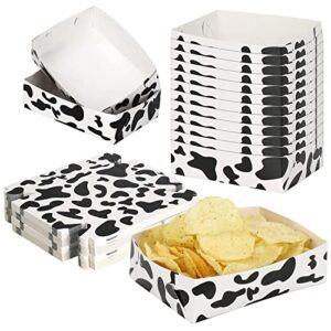 50 pack cow print party supplies cow party favors cow print party decorations cow paper food trays cow theme birthday party favors nacho trays paper tray hot dog trays for baby shower, cow style
