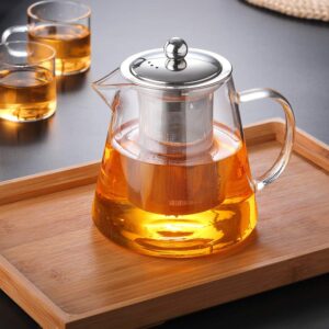 Glass Teapot with Infuser Tea Pot 32oz/43oz Tea Kettle Stovetop Safe Blooming and Loose Leaf Tea Maker Set (32oz/ 950ml)