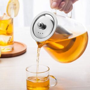 Glass Teapot with Infuser Tea Pot 32oz/43oz Tea Kettle Stovetop Safe Blooming and Loose Leaf Tea Maker Set (32oz/ 950ml)