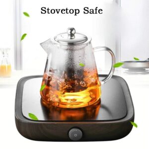 Glass Teapot with Infuser Tea Pot 32oz/43oz Tea Kettle Stovetop Safe Blooming and Loose Leaf Tea Maker Set (32oz/ 950ml)