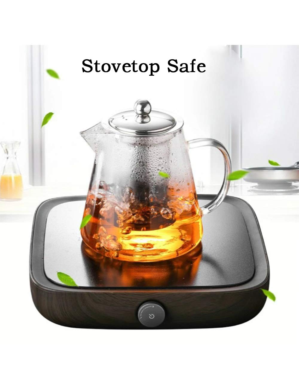 Glass Teapot with Infuser Tea Pot 32oz/43oz Tea Kettle Stovetop Safe Blooming and Loose Leaf Tea Maker Set (32oz/ 950ml)