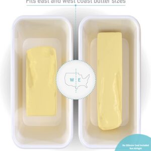 Large Butter Dish with Lid for Countertop, Ceramic Butter Dishes with Lid, White Butter Keeper with a Loose Lid [No Silicone Seal], Butter Container for Refrigerator