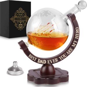 fathers day gift for dad from daughter son - gifts for dad, best dad ever 850ml whiskey globe decanter - dad birthday gift, dad gifts, unique gift ideas for dad - fathers day dad presents from kids