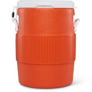 Igloo 10 Gallon Seat Top Water Jug With Cup Dispenser , Orange/White