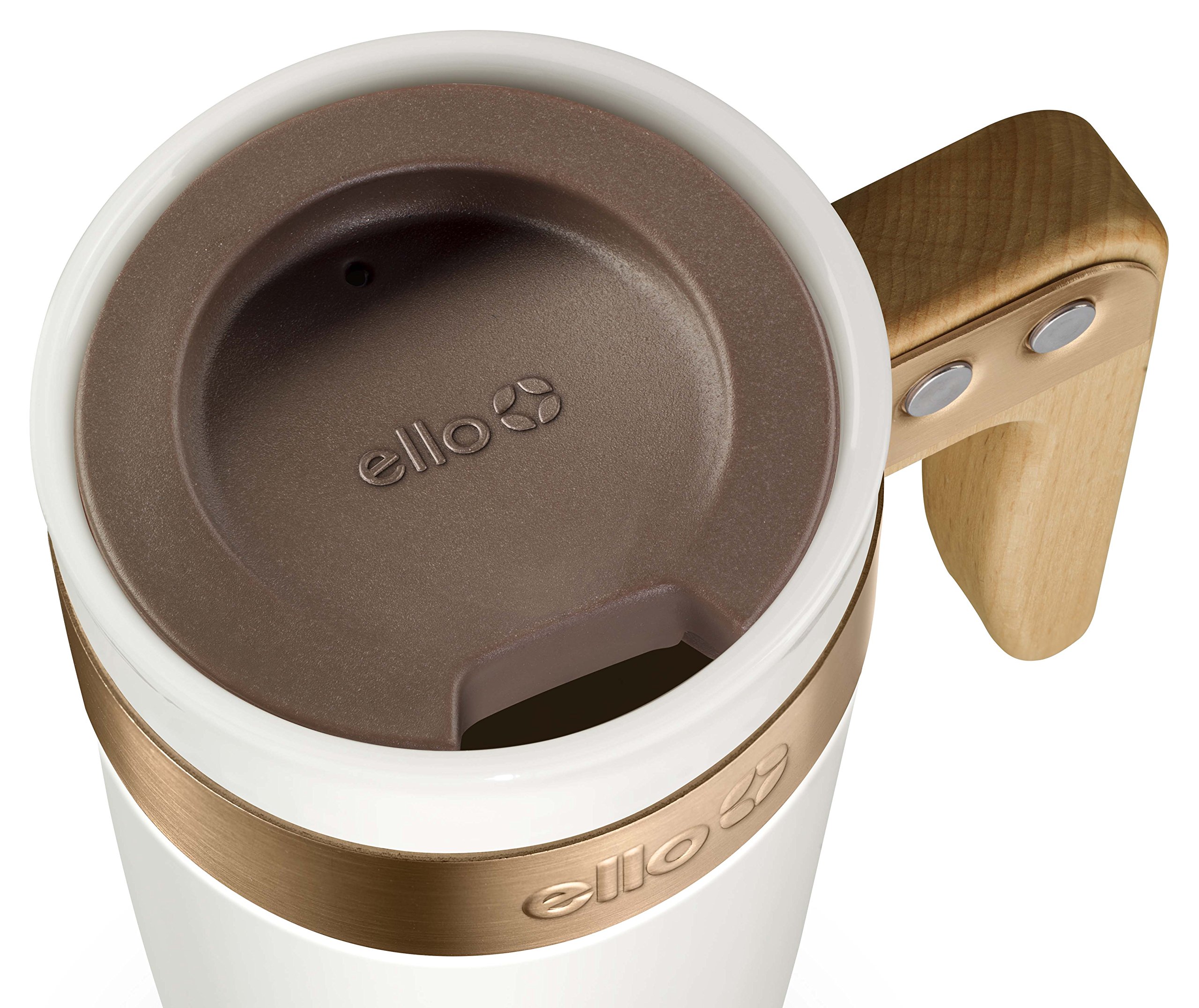 Ello Fulton Ceramic Travel Mug with Slider Lid, 16 oz, White