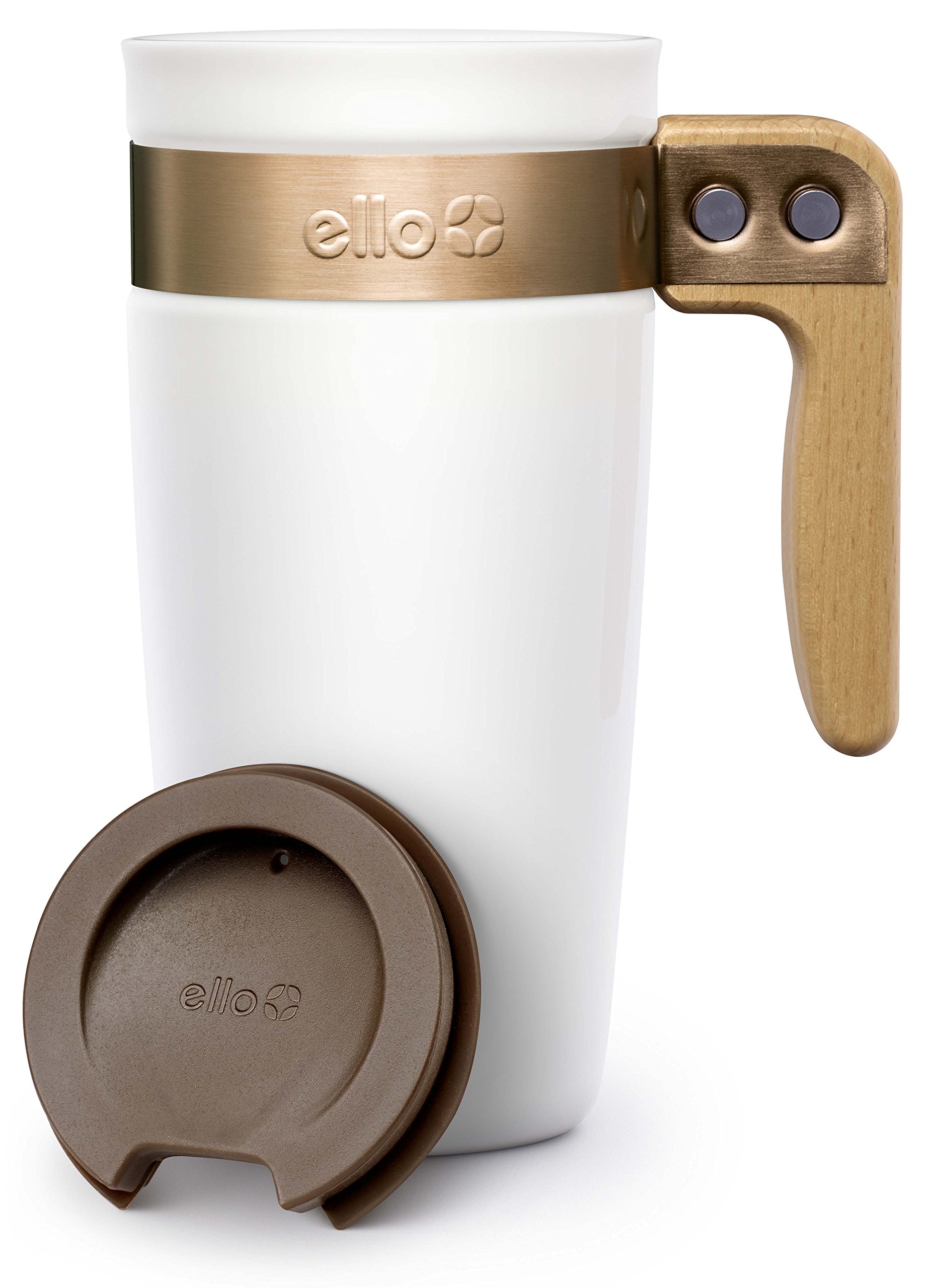 Ello Fulton Ceramic Travel Mug with Slider Lid, 16 oz, White