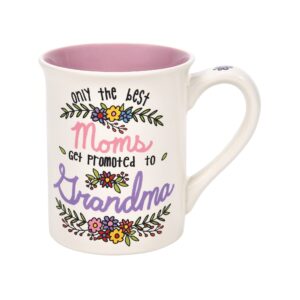 enesco our name is mud best moms get promoted to grandma coffee mug, 16 ounce, multicolor
