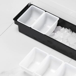 MUKEEN Ice Cooled Condiment Serving Container-6 Compartment Chilled Garnish Tray Bar Caddy with Hinged Lid (6 Compartments)