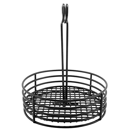 G.E.T. 4-31860 Black Round Stainless Steel Condiment Caddy Iron Teflon Coated Table Caddies Collection