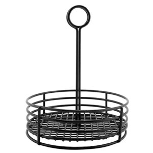 G.E.T. 4-31860 Black Round Stainless Steel Condiment Caddy Iron Teflon Coated Table Caddies Collection