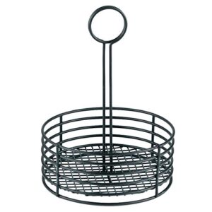 G.E.T. 4-31860 Black Round Stainless Steel Condiment Caddy Iron Teflon Coated Table Caddies Collection