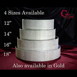 Cakebon Silver Cake Stands, Sturdy Lightweight Polystyrene Foam Silver Wedding Cake Stand with Faux Rhinestones, 16 Inch Cake Stand for Cakes and Pastries, Cake Stands for Party