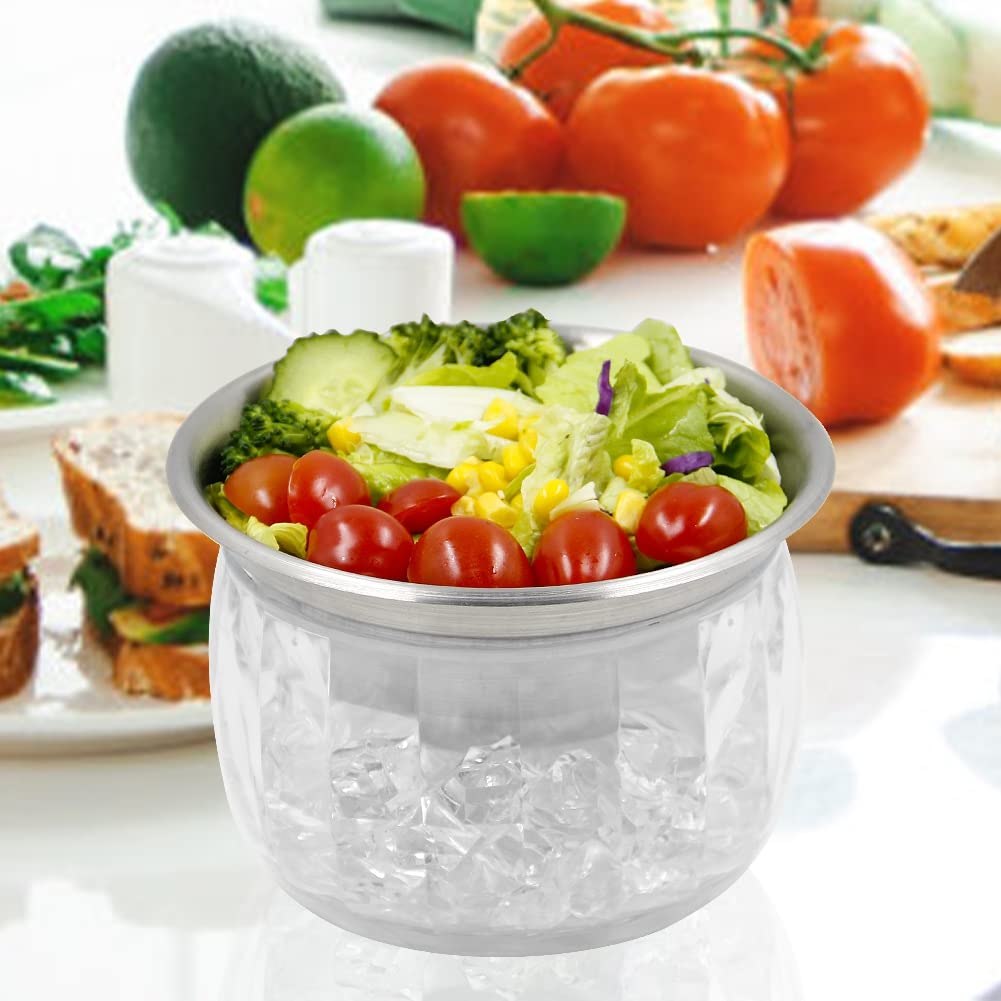 MorTime Ice Chilled Serving Bowl with Acrylic Ice Bowl Base, 20 OZ Cold Dip Salad Server Fruit Serving Dish for Dressing and More