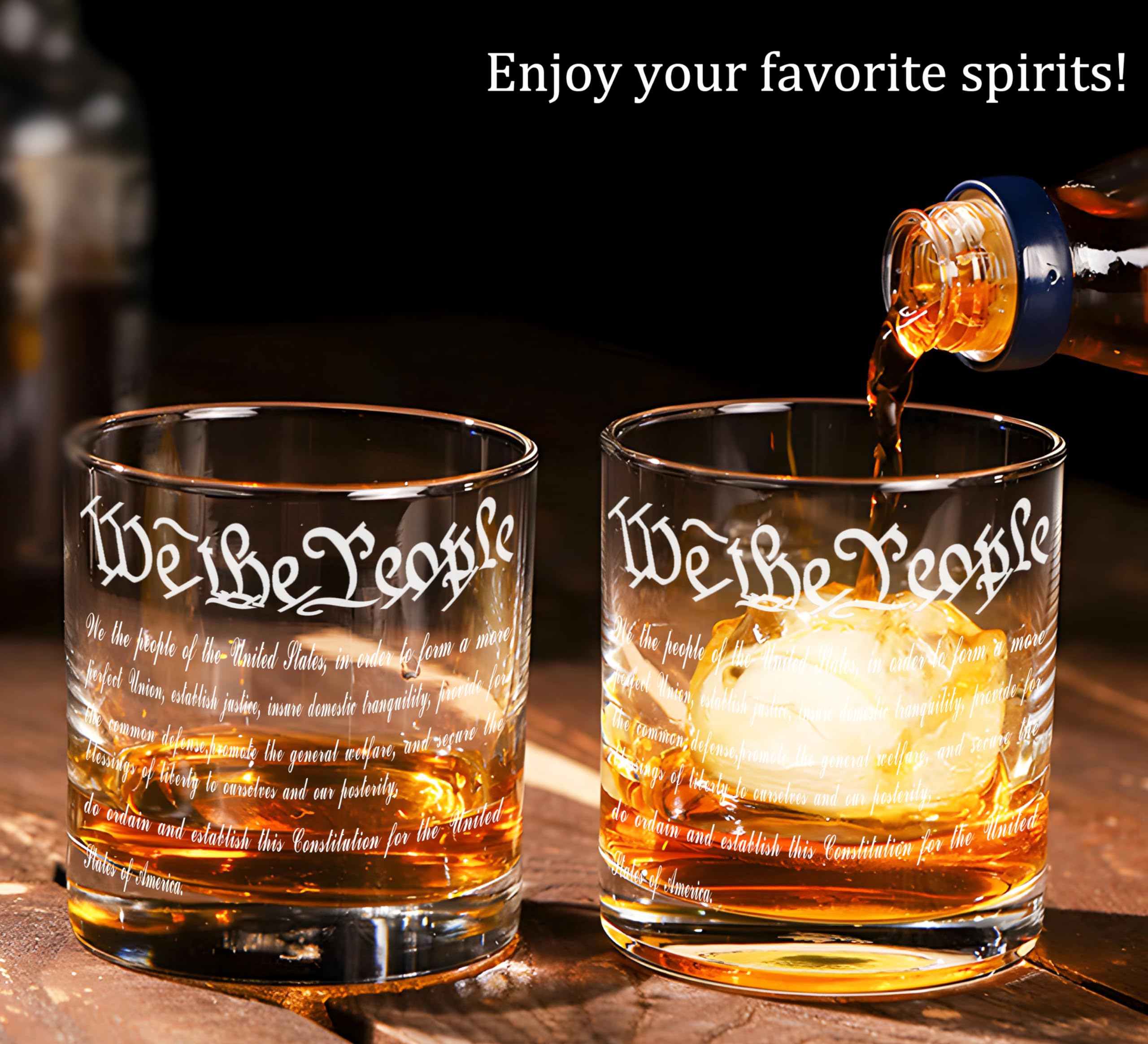 Whiskey Decanter Set for Men, We The People Decanter Set with Glasses, Engraved American Flag Decanter for Liquor Bourbon Gifts for Men Unique Birthday Father's Day Gifts for Men Dad