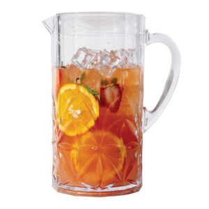 bellaforte shatterproof tritan plastic water pitcher, myrtle beach 88 oz unbreakable drinking jug for orange juice, iced tea & water - dishwasher safe - bpa free - clear