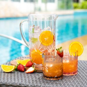 BELLAFORTE Shatterproof Tritan Plastic Water Pitcher, Myrtle Beach 88 oz Unbreakable Drinking Jug for Orange Juice, Iced Tea & Water - Dishwasher Safe - BPA Free - Clear