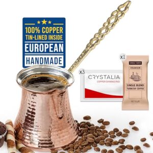 volarium turkish coffee pot, greek arabic coffee maker, hammered copper coffee cezve, stove top coffee maker (large)