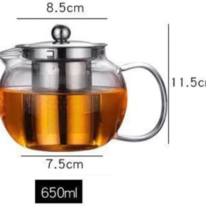 HKKAIS Glass Teapot with Removable Infuser Stovetop & Microwave Safe Borosilicate Clear Glass Teapot (22OZ)