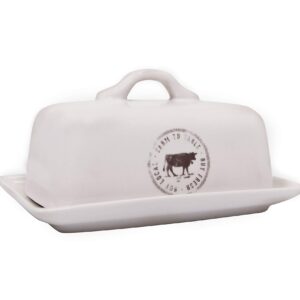 Stoneware Butter Dish with Cow Decal