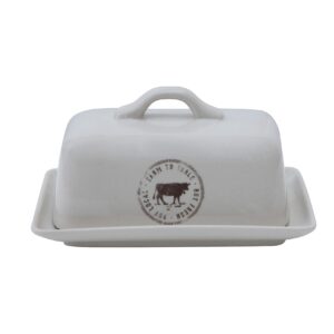 Stoneware Butter Dish with Cow Decal