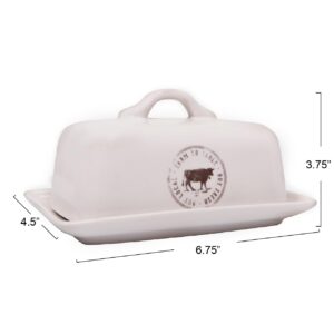 Stoneware Butter Dish with Cow Decal