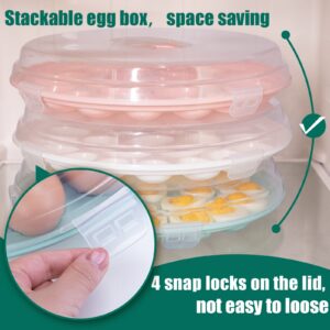 HAKSEN Deviled Egg Tray with Lid, Deviled Egg Platter Container Carrier 22 Slots for Refrigerator Home Kitchen Supplies