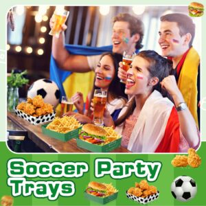 Sawysine 36 Pack Soccer Party Favors 5 lb Paper Food Trays Large Soccer Paper Food Boats Disposable Serving Tray Snack Trays for Food, Condiment, Carnivals, Birthday, Party Decorations (Soccer)