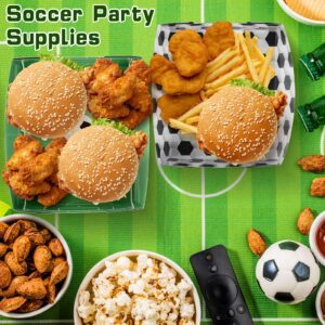 Sawysine 36 Pack Soccer Party Favors 5 lb Paper Food Trays Large Soccer Paper Food Boats Disposable Serving Tray Snack Trays for Food, Condiment, Carnivals, Birthday, Party Decorations (Soccer)