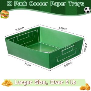 Sawysine 36 Pack Soccer Party Favors 5 lb Paper Food Trays Large Soccer Paper Food Boats Disposable Serving Tray Snack Trays for Food, Condiment, Carnivals, Birthday, Party Decorations (Soccer)
