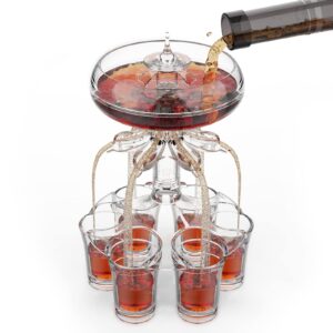 shot glass dispenser,shot dispenser with 6 shot glasses,liquor dispenser for home bar, party supplies,halloween shots drink dispenser for parties,fancy alcohol dispenser