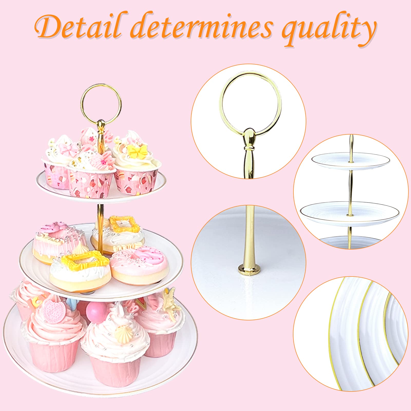 10 Pcs Cupcake Stand Set-Dessert Table Display Set-Cupcake Display Stand-Cupcake Tier Stand with 4X Large 3-Tier Cupcake Stands + 6X Appetizer Trays Perfect for Wedding Baby Shower Home Birthday