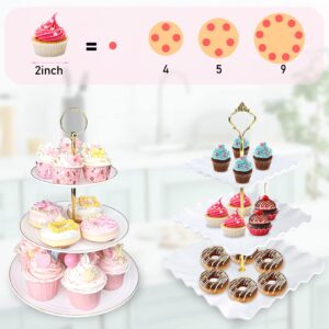 10 Pcs Cupcake Stand Set-Dessert Table Display Set-Cupcake Display Stand-Cupcake Tier Stand with 4X Large 3-Tier Cupcake Stands + 6X Appetizer Trays Perfect for Wedding Baby Shower Home Birthday