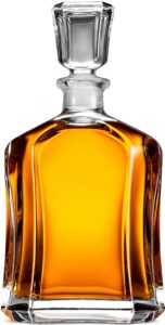 paksh capitol glass decanter with airtight geometric stopper - whiskey decanter for wine, bourbon, brandy, liquor, juice, water, mouthwash. italian glass | 23.75 oz