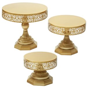 weharnar gold cake stand set - 3 pcs metal cake stands for dessert table round antique dessert display stands trays set for wedding, birthday, bridal & baby shower