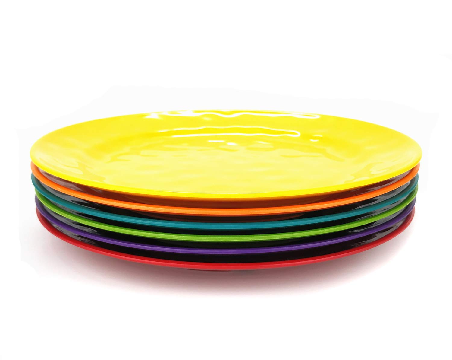 KX-WARE Melamine Plates set -10inch 6pcs 100% Melamine Dinner Plates for Everyday Use, Break-resistant and Lightweight, MultiColor