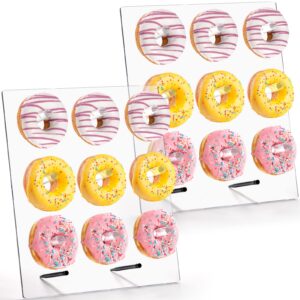yesland 2 pack upgraded donut wall display stand - clear acrylic donut holder board with 9 pillars rectangular bagels holds for party, baby shower, bridal shower, wedding treats - will not tip over
