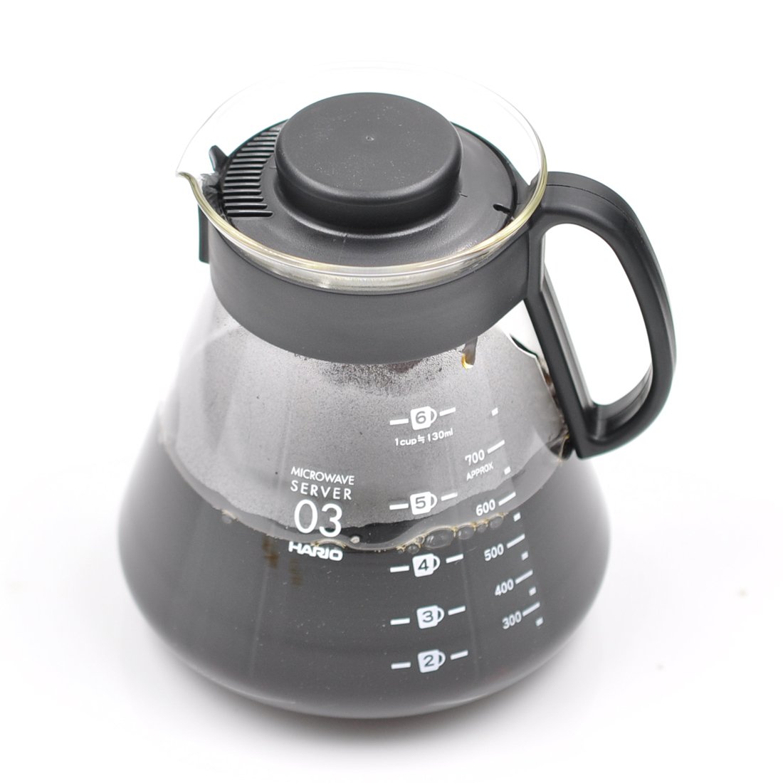 Hario V60 Glass Range Coffee Server Pour Over Carafe Microwave Safe 800mL, Black