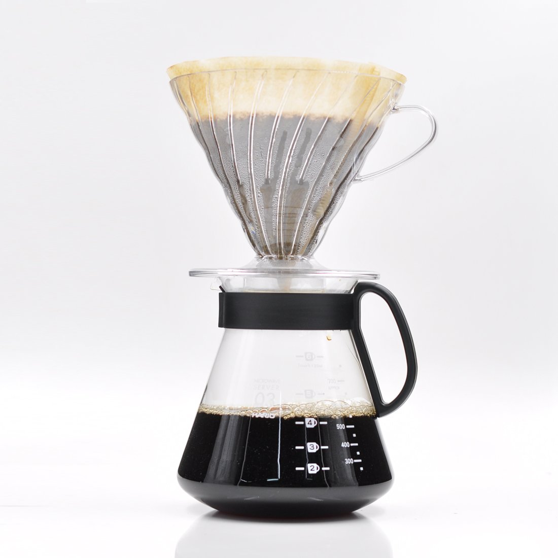 Hario V60 Glass Range Coffee Server Pour Over Carafe Microwave Safe 800mL, Black