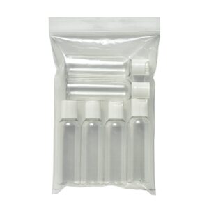 CFS Products 2oz Clear Plastic Empty Squeeze Bottles with White Disc Top Lid - BPA-Free - Set of 6 - TSA Travel Size 2 Ounce
