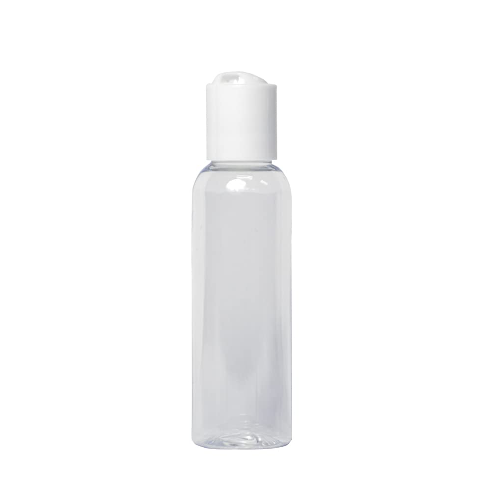 CFS Products 2oz Clear Plastic Empty Squeeze Bottles with White Disc Top Lid - BPA-Free - Set of 6 - TSA Travel Size 2 Ounce